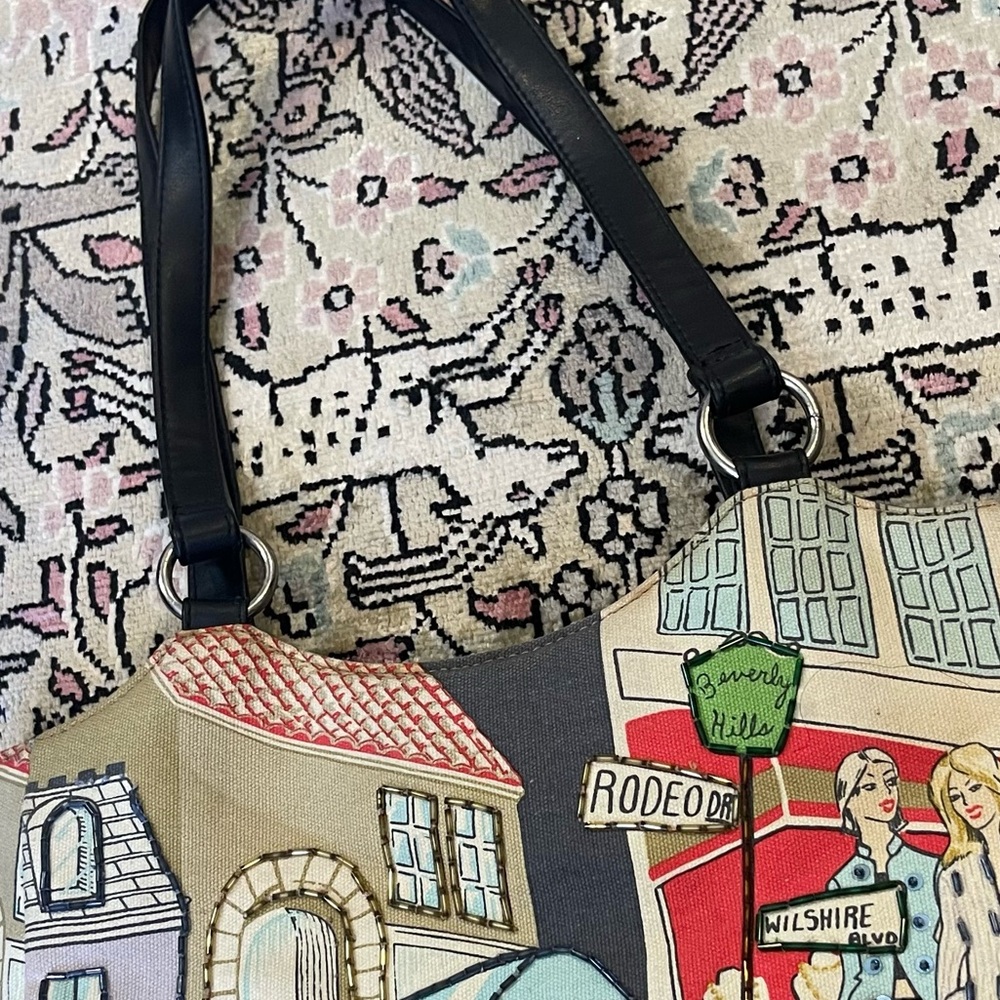 Frankie & Johnnie Vintage Beaded Beverly Hills LA Design Tote Bag - Picture 7 of 9